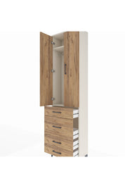 Arges Dolap 2 Raflı 4 Çekmeceli Tek Askılı 60x30x221 Aytaşı-Çam