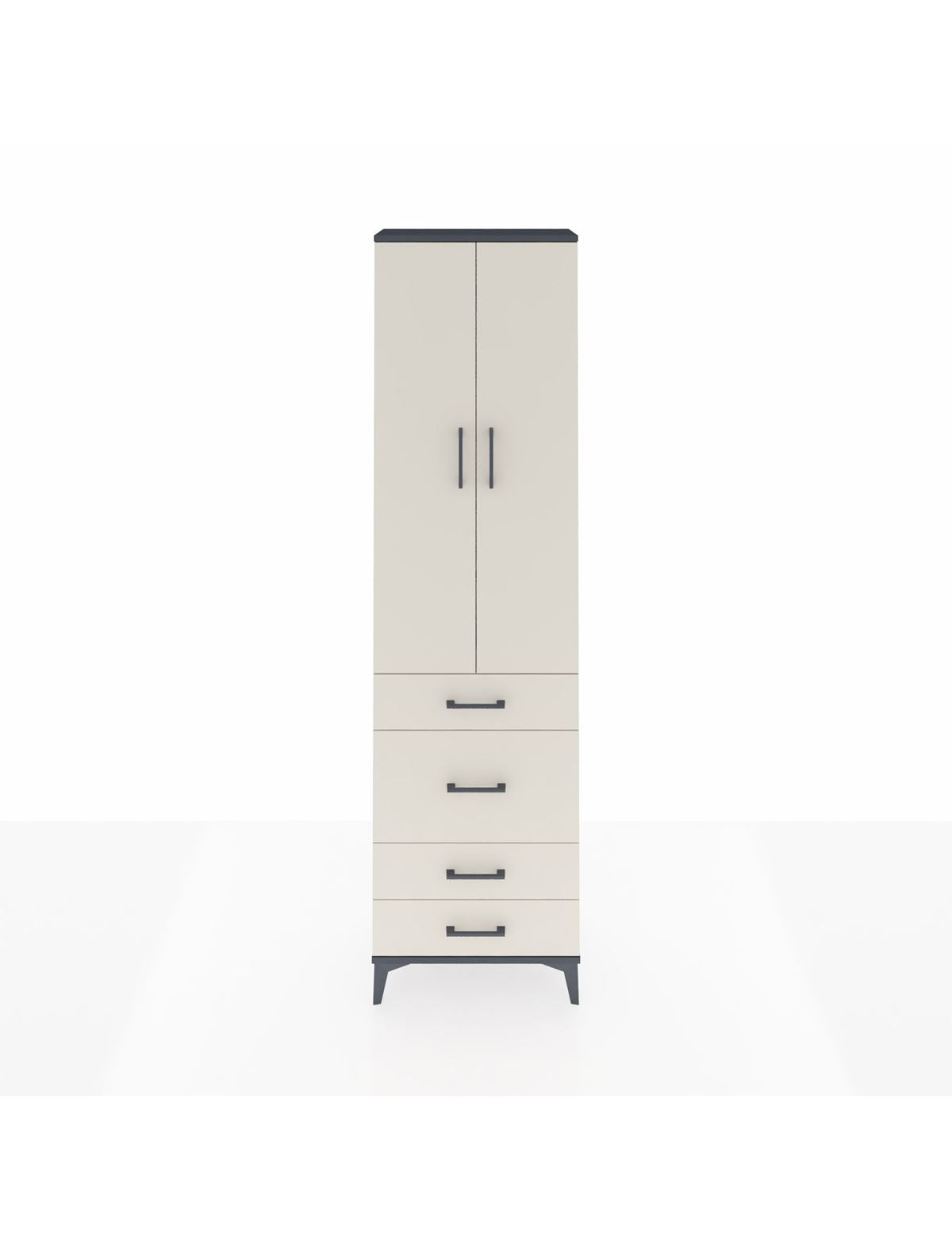 Arges Dolap 2 Raflı 4 Çekmeceli Tek Askılı 60x30x221 Antrasit-Aytaşı