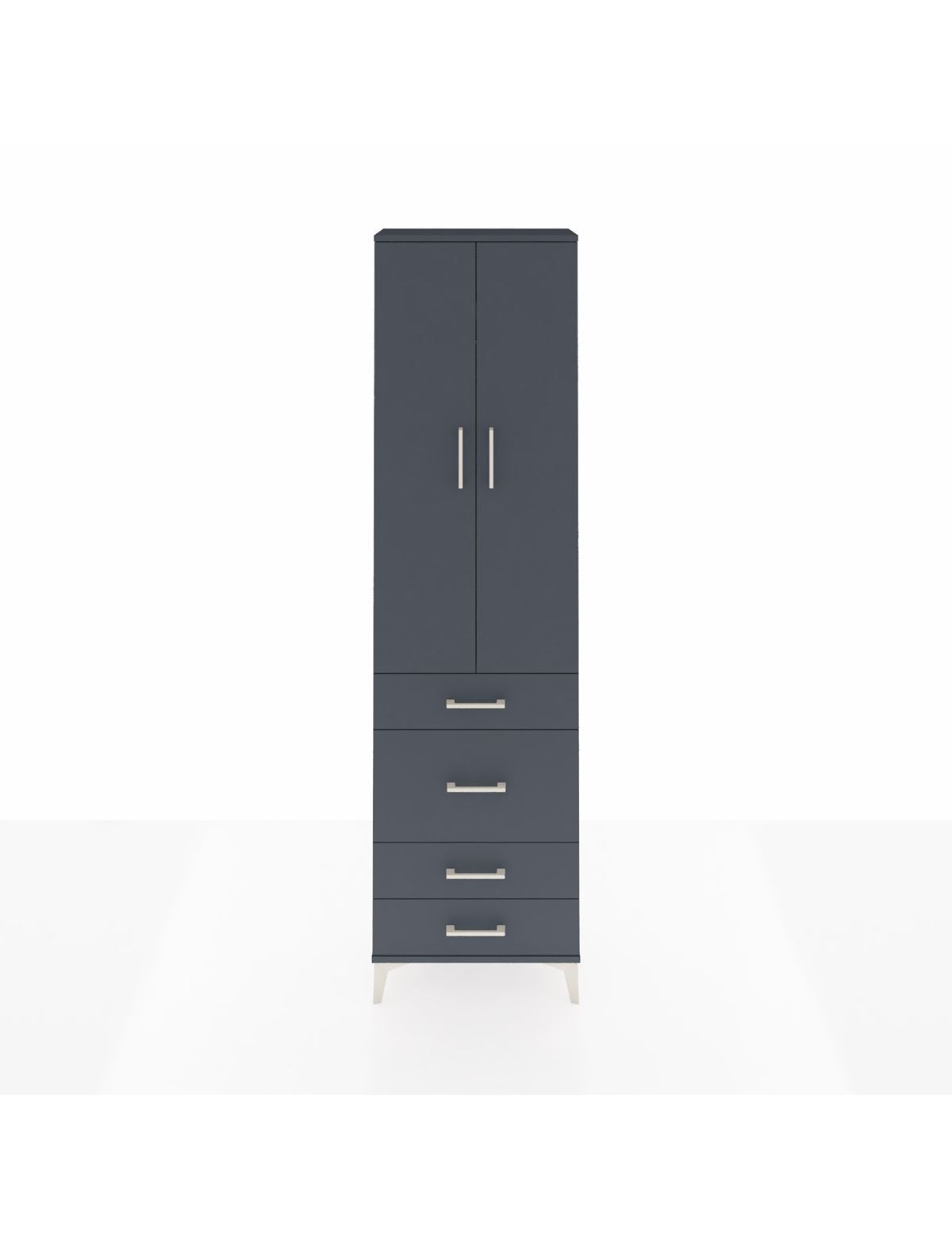 Arges Dolap 2 Raflı 4 Çekmeceli Tek Askılı 60x30x221 Antrasit-Antrasit