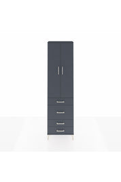 Arges Dolap 2 Raflı 4 Çekmeceli Tek Askılı 60x30x221 Antrasit-Antrasit