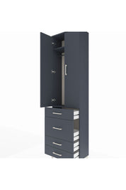 Arges Dolap 2 Raflı 4 Çekmeceli Tek Askılı 60x30x221 Antrasit-Antrasit