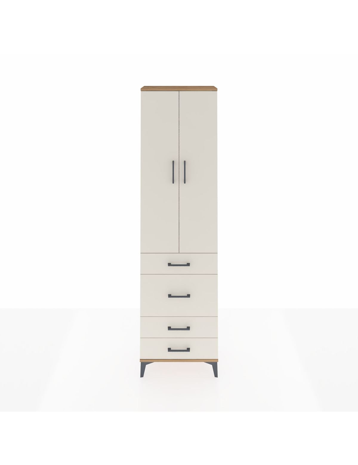 Arges Dolap 2 Raflı 4 Çekmeceli Tek Askılı 60x30x221 Çam-Aytaşı