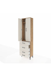 Arges Dolap 2 Raflı 4 Çekmeceli Tek Askılı 60x30x221 Çam-Aytaşı