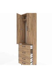 Arges Dolap 2 Raflı 4 Çekmeceli Tek Askılı 60x30x221 Çam-Çam