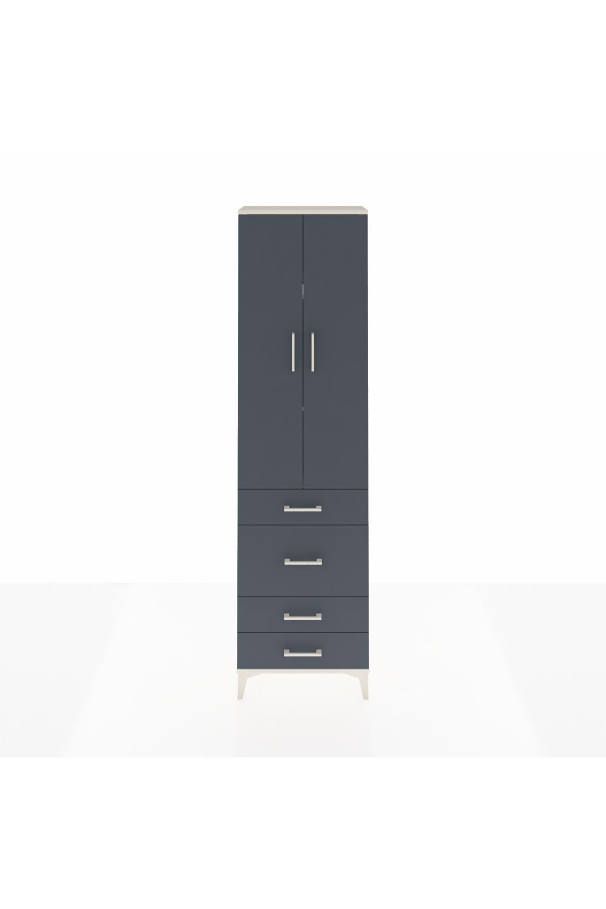 Arges Dolap 3 Raflı 4 Çekmeceli 2 Kapaklı 60x30x221 Aytaşı-Antrasit