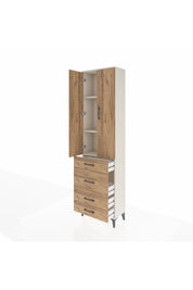 Arges Dolap 3 Raflı 4 Çekmeceli 2 Kapaklı 60x30x221 Aytaşı-Çam