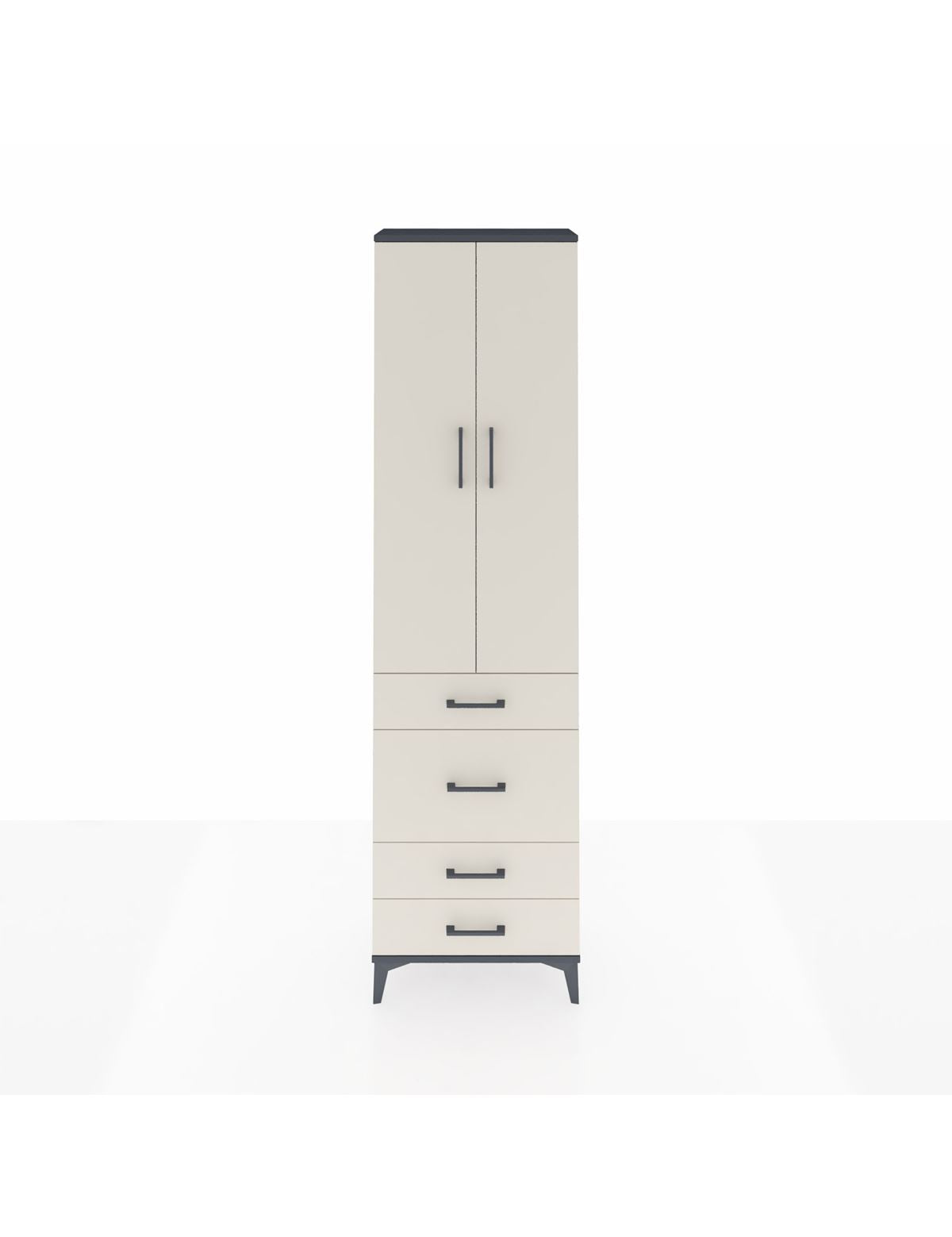 Arges Dolap 3 Raflı 4 Çekmeceli 2 Kapaklı 60x30x221 Antrasit-Aytaşı