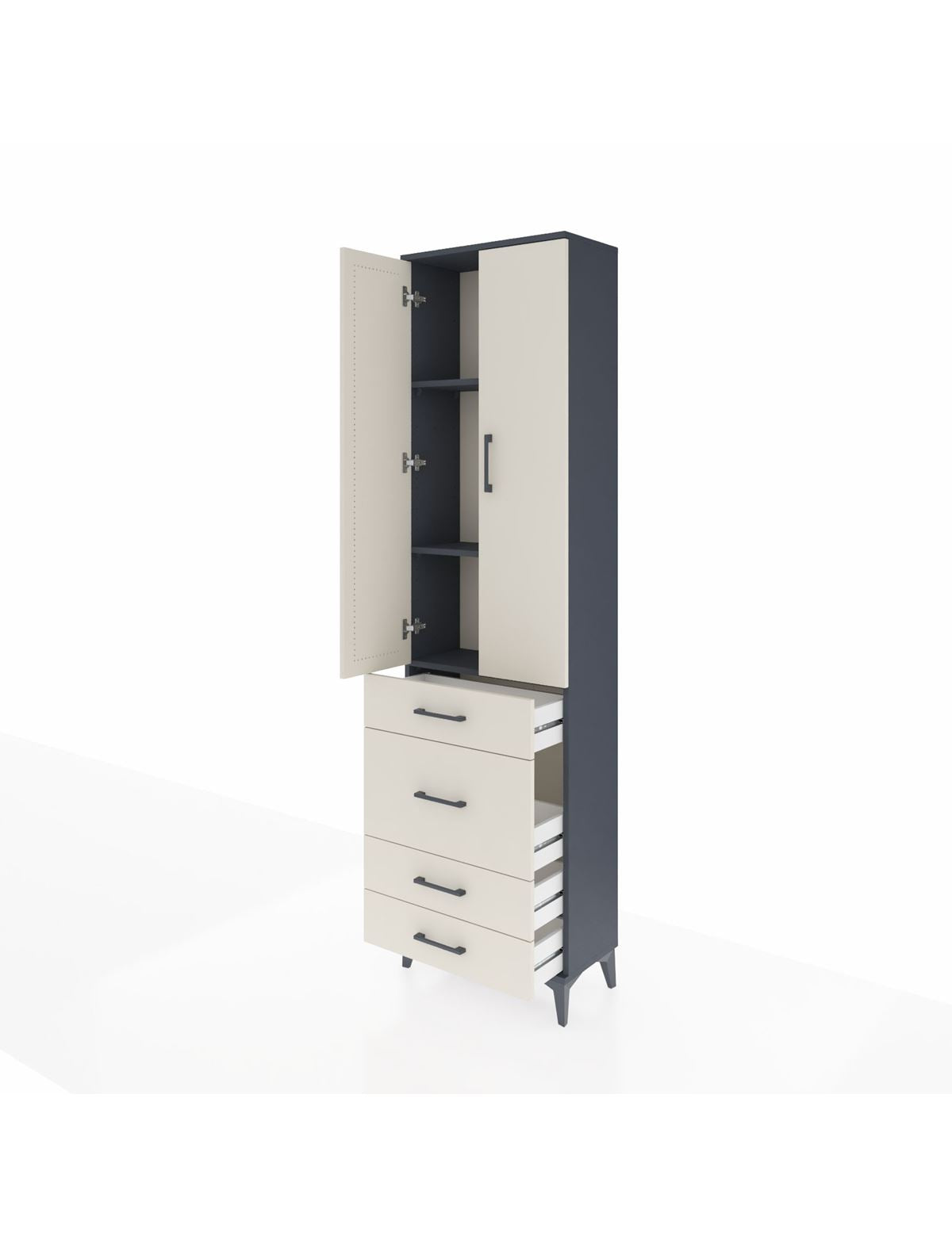 Arges Dolap 3 Raflı 4 Çekmeceli 2 Kapaklı 60x30x221 - S29M065V4A