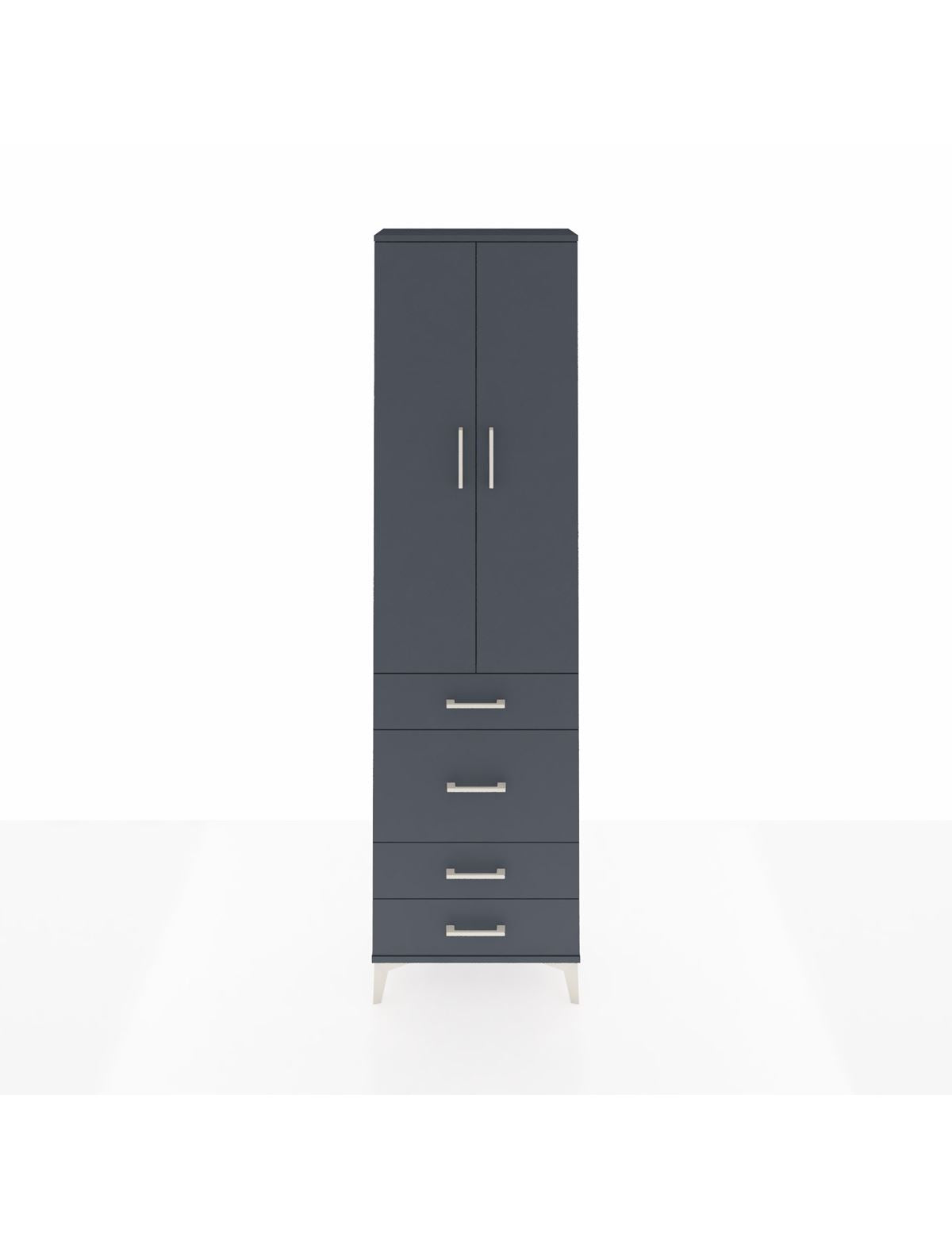 Arges Dolap 3 Raflı 4 Çekmeceli 2 Kapaklı 60x30x221 Antrasit-Antrasit