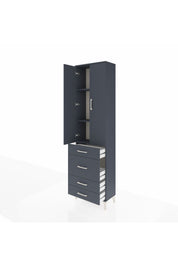 Arges Dolap 3 Raflı 4 Çekmeceli 2 Kapaklı 60x30x221 Antrasit-Antrasit