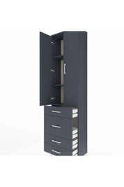 Arges Dolap 3 Raflı 4 Çekmeceli 2 Kapaklı 60x30x221 Antrasit-Antrasit