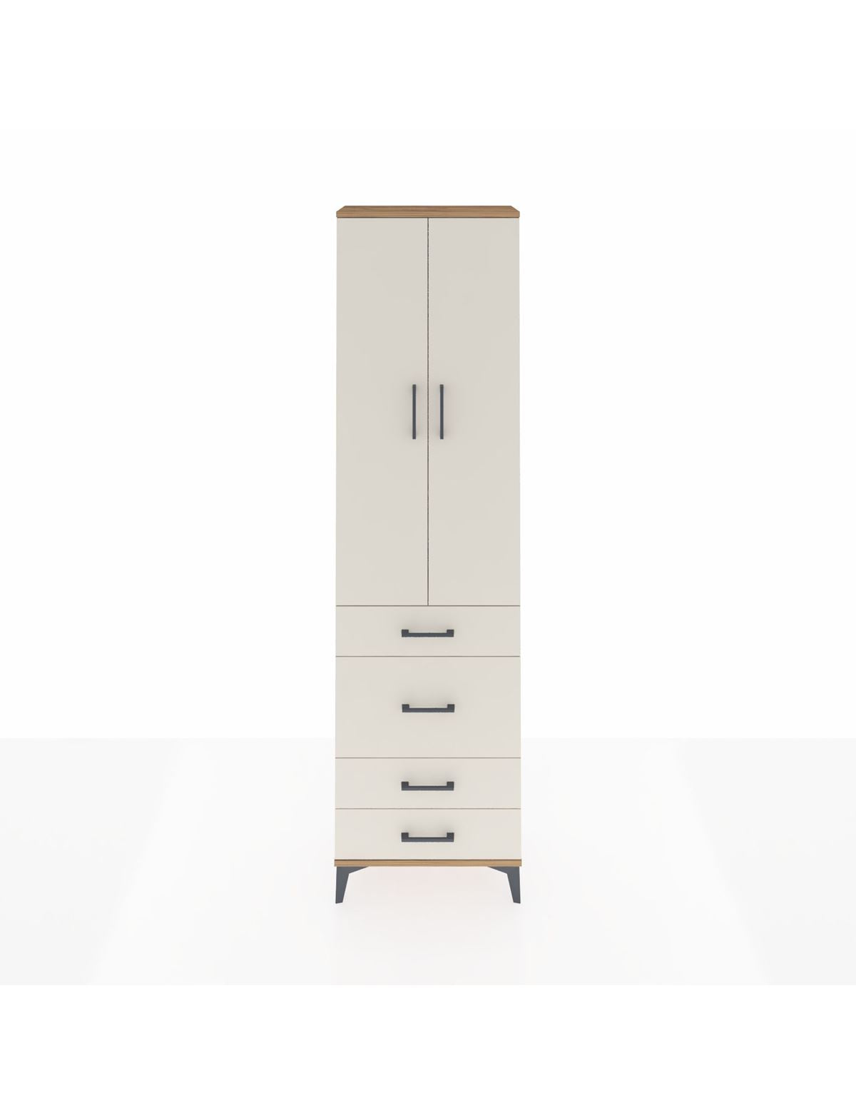 Arges Dolap 3 Raflı 4 Çekmeceli 2 Kapaklı 60x30x221 Çam-Aytaşı