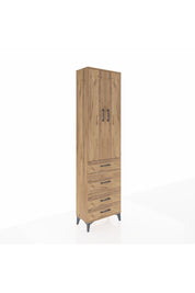 Arges Dolap 3 Raflı 4 Çekmeceli 2 Kapaklı 60x30x221 Çam-Çam
