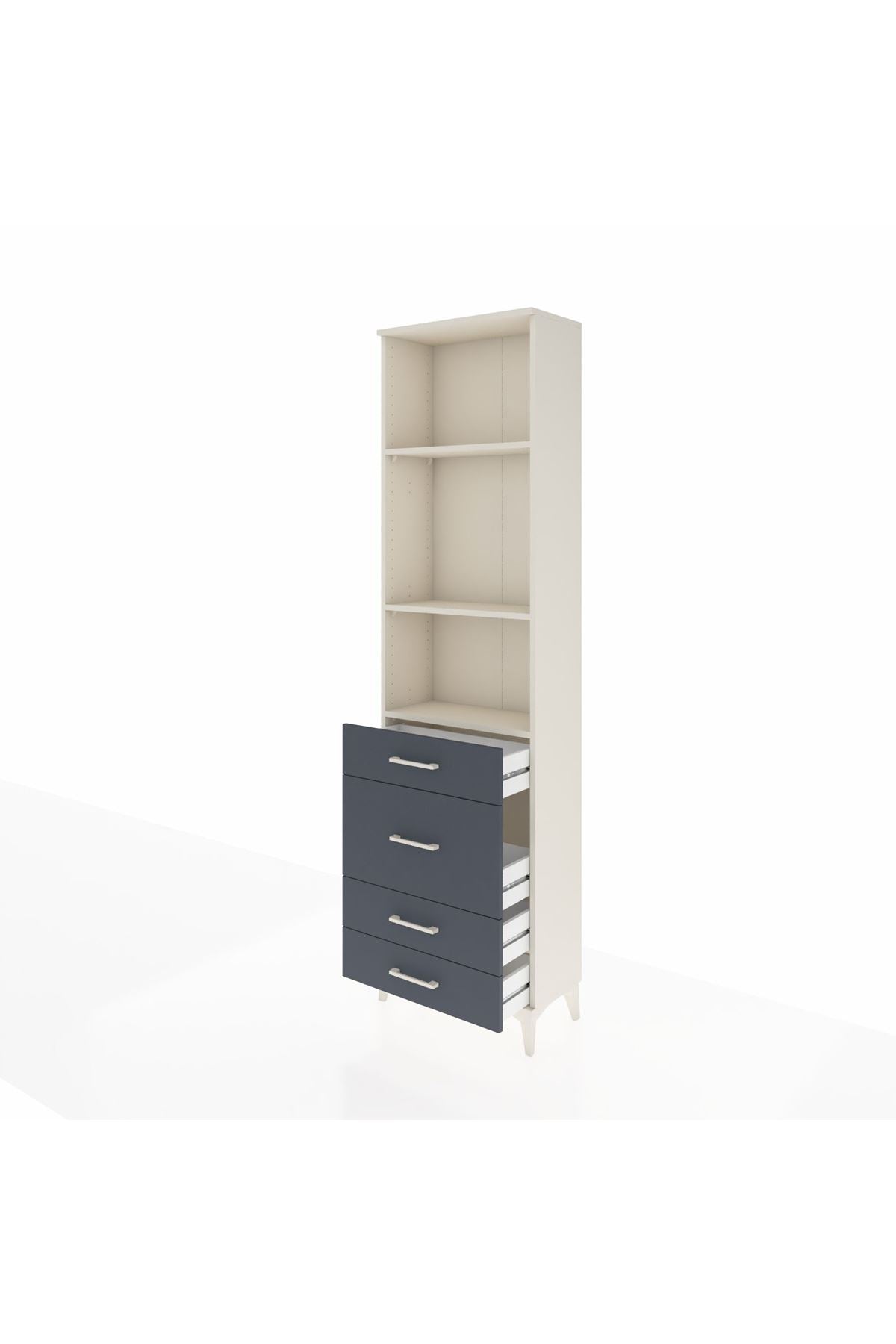 Arges Dolap 3 Raflı 4 Çekmeceli 60x30x221 Aytaşı-Antrasit