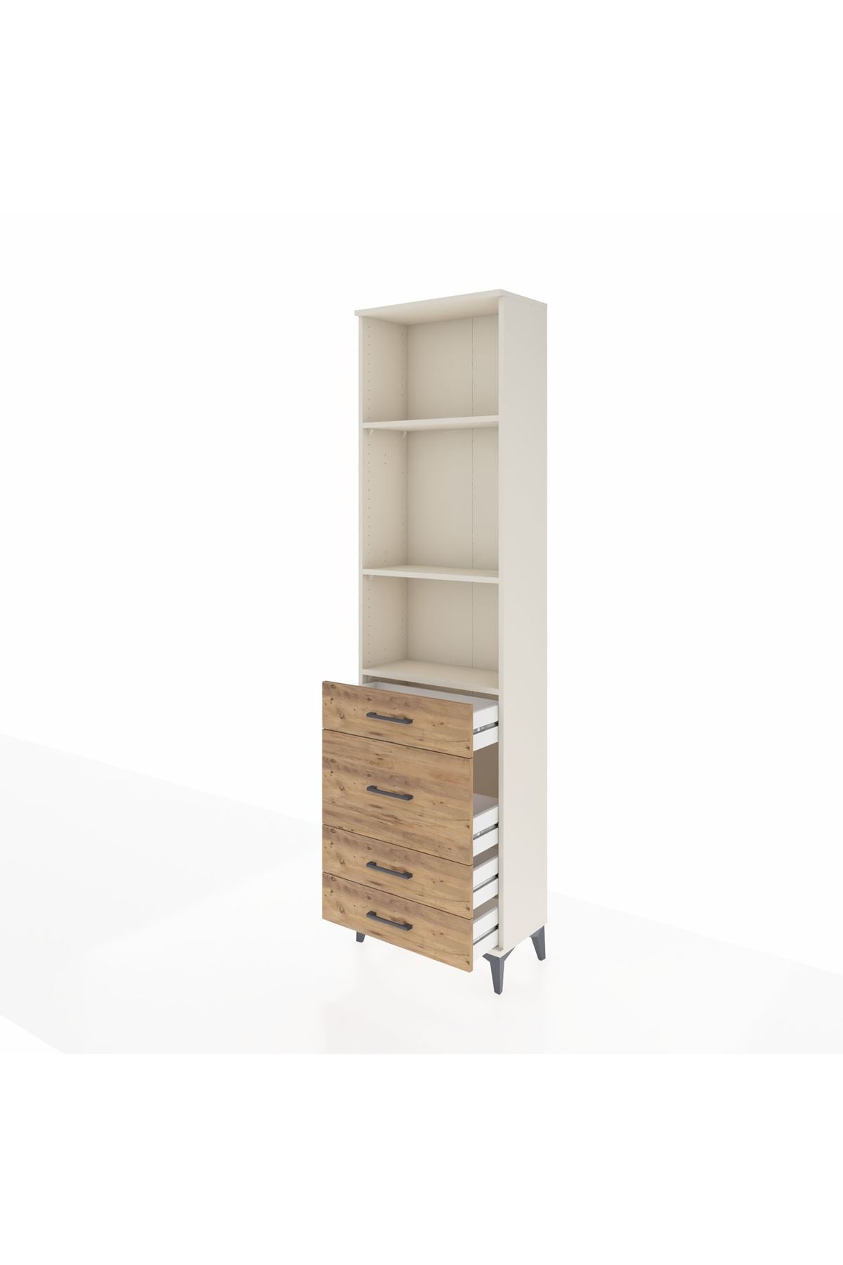 Arges Dolap 3 Raflı 4 Çekmeceli 60x30x221 Aytaşı-Çam