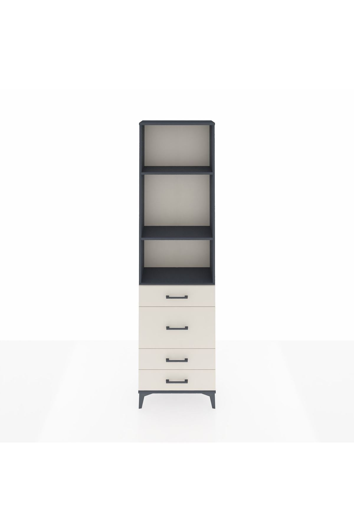 Arges Dolap 3 Raflı 4 Çekmeceli 60x30x221 Antrasit-Aytaşı