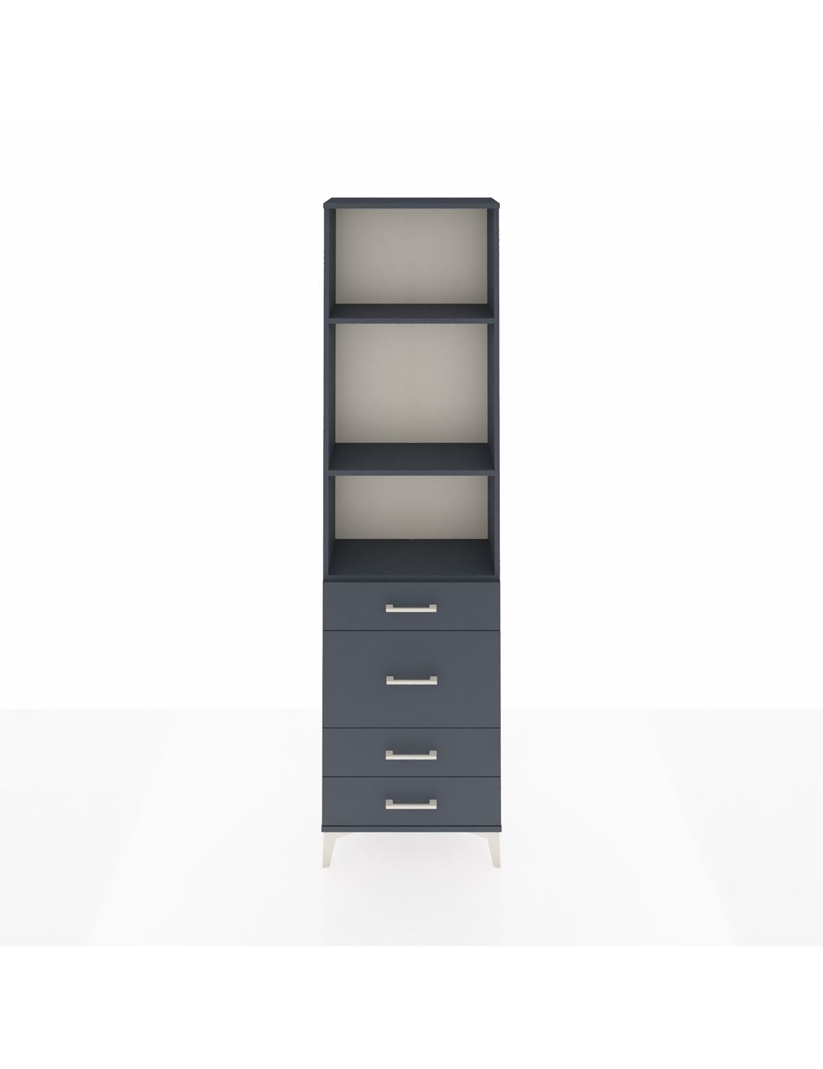 Arges Dolap 3 Raflı 4 Çekmeceli 60x30x221 Antrasit-Antrasit