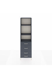 Arges Dolap 3 Raflı 4 Çekmeceli 60x30x221 Antrasit-Antrasit