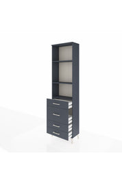 Arges Dolap 3 Raflı 4 Çekmeceli 60x30x221 Antrasit-Antrasit