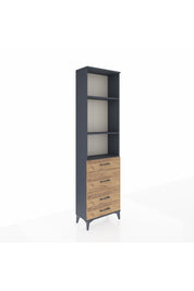 Arges Dolap 3 Raflı 4 Çekmeceli 60x30x221 Antrasit-Çam