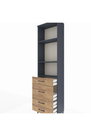 Arges Dolap 3 Raflı 4 Çekmeceli 60x30x221 Antrasit-Çam