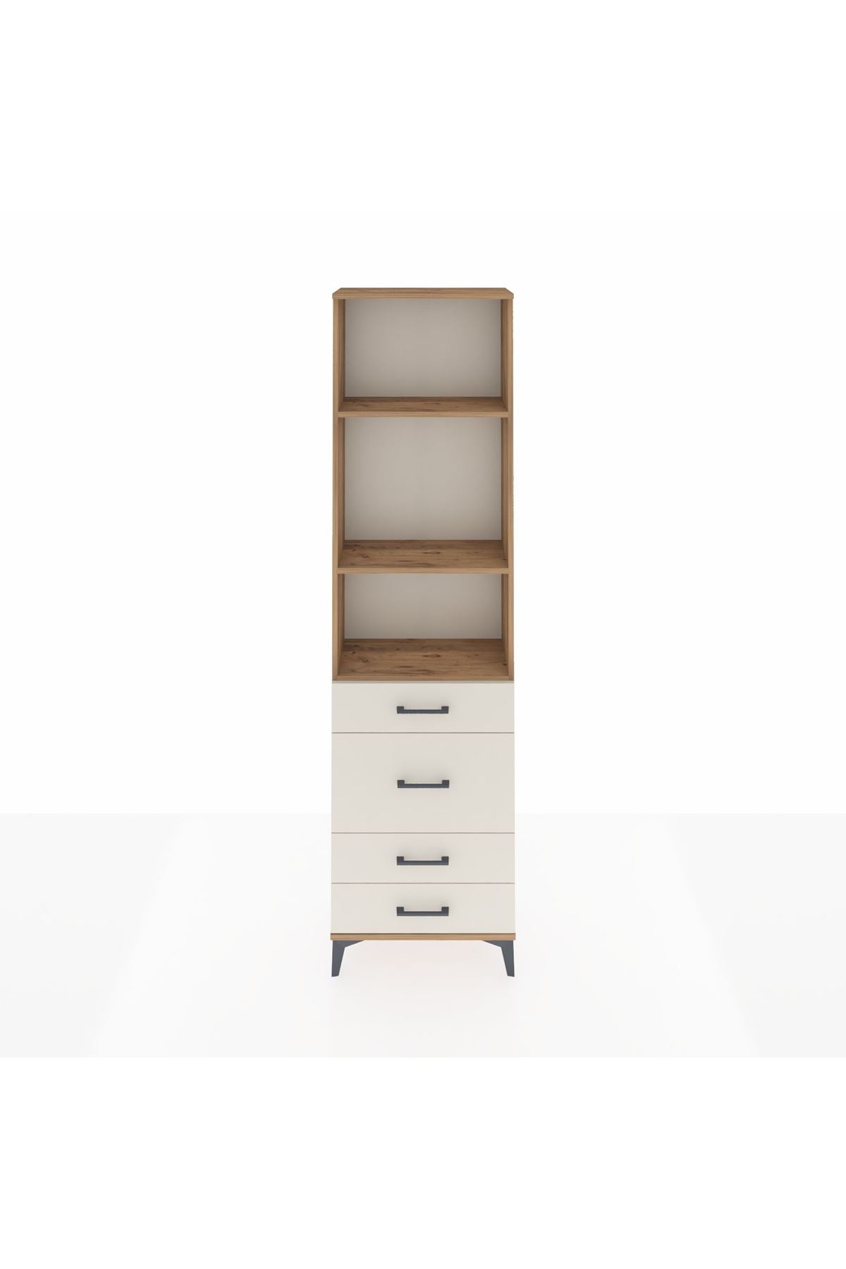 Arges Dolap 3 Raflı 4 Çekmeceli 60x30x221 Çam-Aytaşı