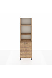 Arges Dolap 3 Raflı 4 Çekmeceli 60x30x221 Çam-Çam