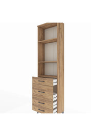 Arges Dolap 3 Raflı 4 Çekmeceli 60x30x221 Çam-Çam