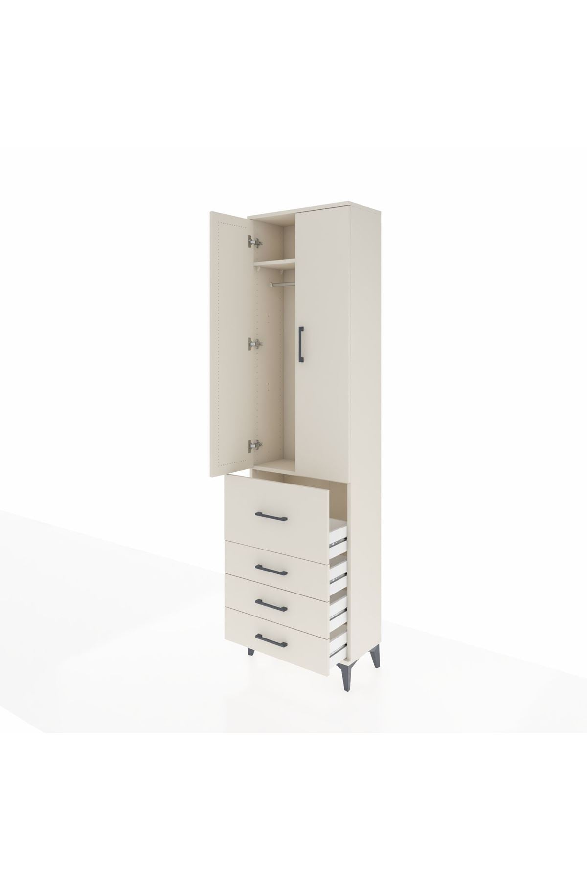 Arges Dolap 2 Raflı 4 Çekmeceli Tek Askılı 60x30x221 Aytaşı-Aytaşı