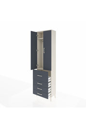 Arges Dolap 2 Raflı 4 Çekmeceli Tek Askılı 60x30x221 Aytaşı-Antrasit