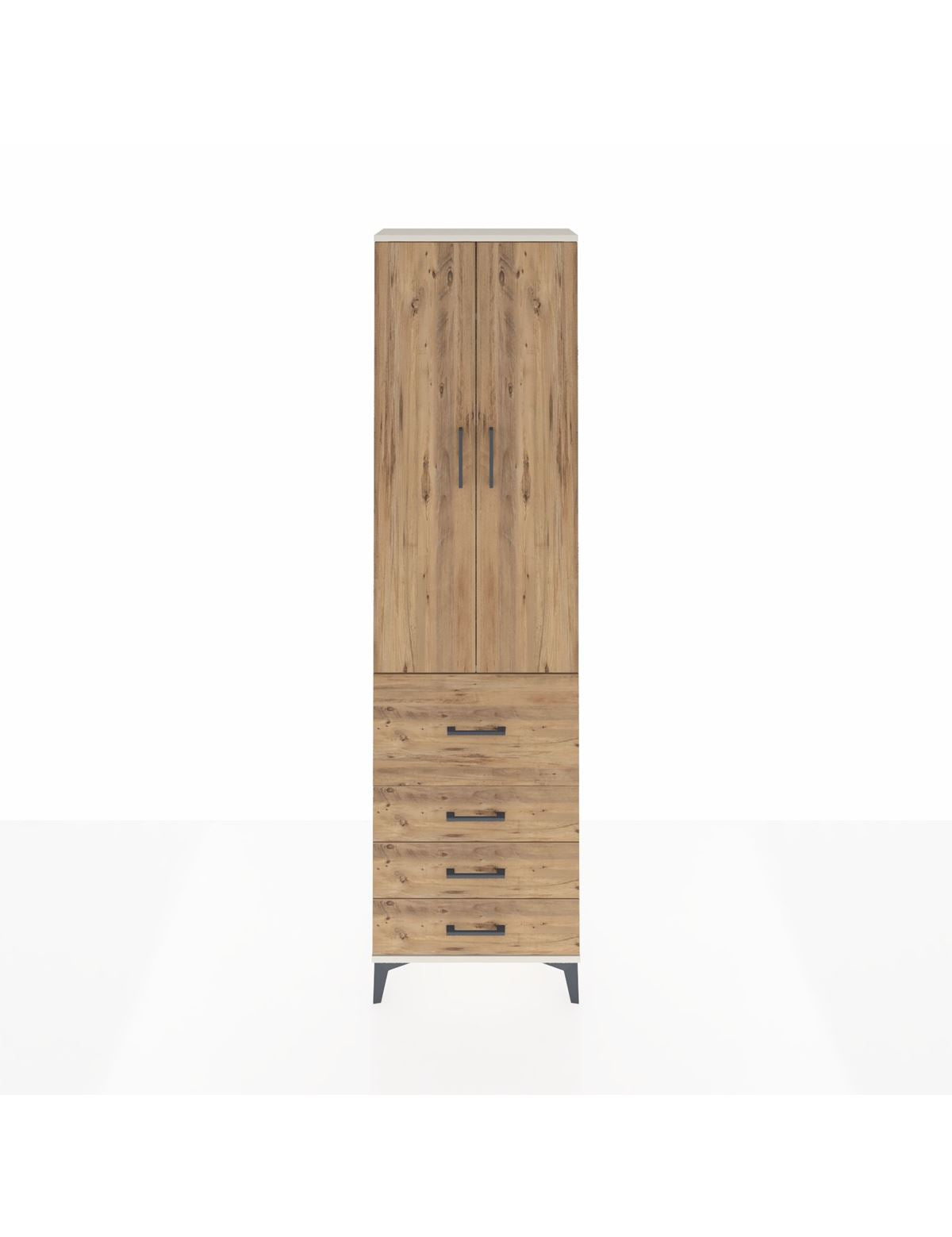 Arges Dolap 2 Raflı 4 Çekmeceli Tek Askılı 60x30x221 Aytaşı-Çam