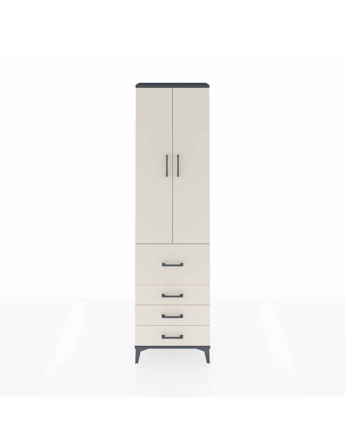 Arges Dolap 2 Raflı 4 Çekmeceli Tek Askılı 60x30x221 Antrasit-Aytaşı