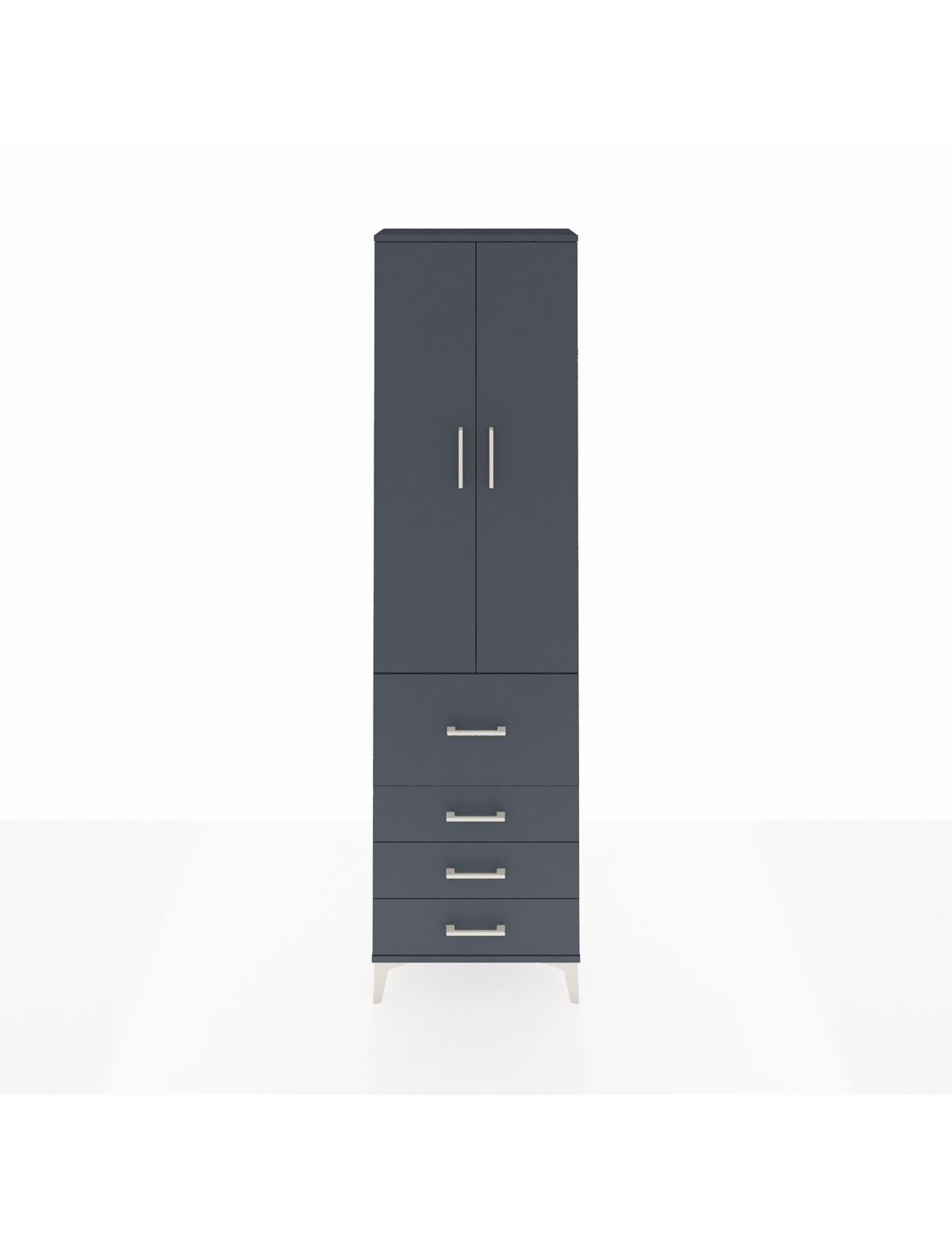 Arges Dolap 2 Raflı 4 Çekmeceli Tek Askılı 60x30x221 Antrasit-Antrasit