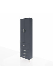 Arges Dolap 2 Raflı 4 Çekmeceli Tek Askılı 60x30x221 Antrasit-Antrasit