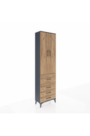 Arges Dolap 2 Raflı 4 Çekmeceli Tek Askılı 60x30x221 Antrasit-Çam
