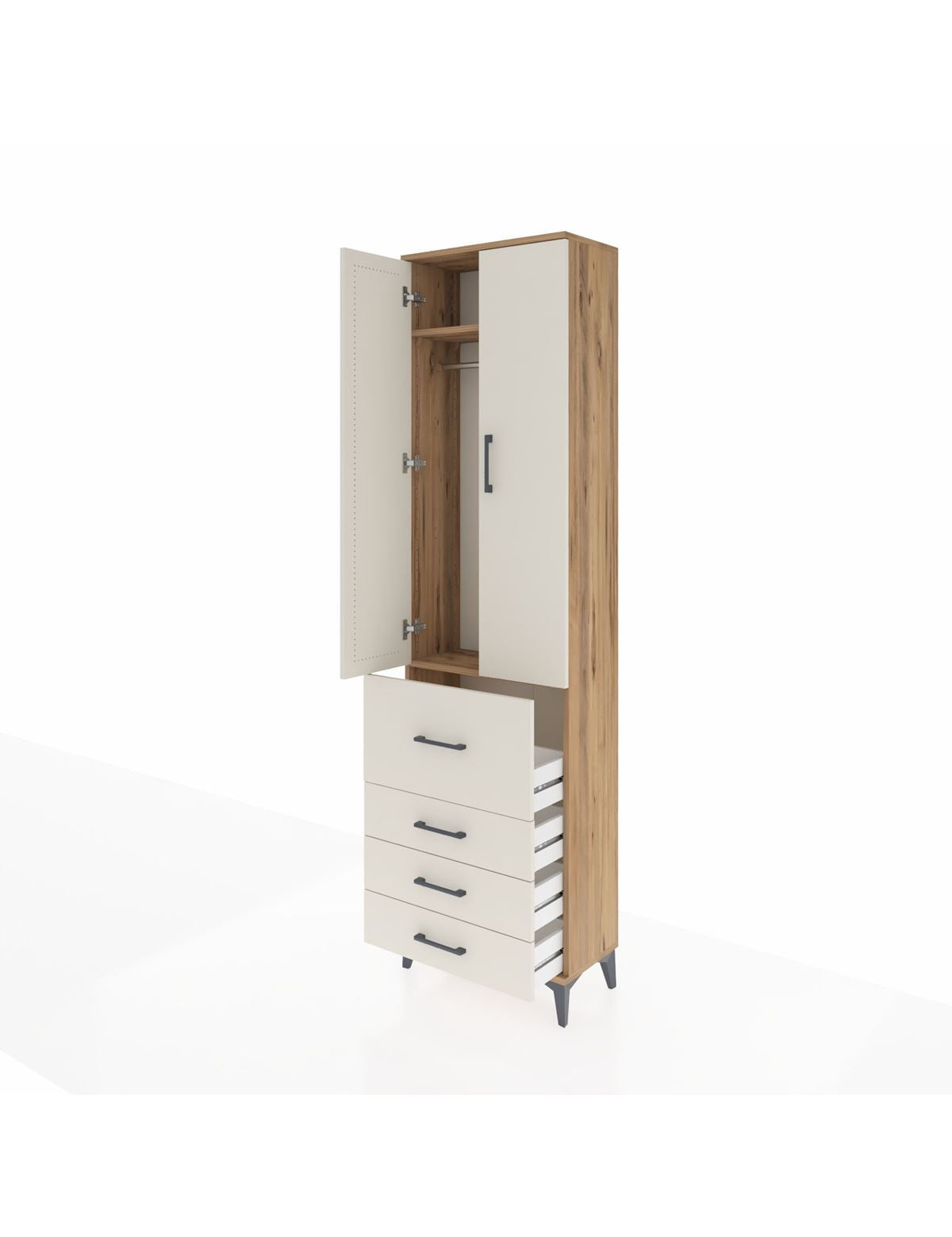 Arges Dolap 2 Raflı 4 Çekmeceli Tek Askılı 60x30x221 - S29M067V7A