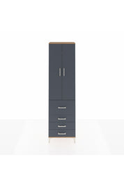 Arges Dolap 2 Raflı 4 Çekmeceli Tek Askılı 60x30x221 Çam-Antrasit