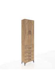 Arges Dolap 2 Raflı 4 Çekmeceli Tek Askılı 60x30x221 Çam-Çam