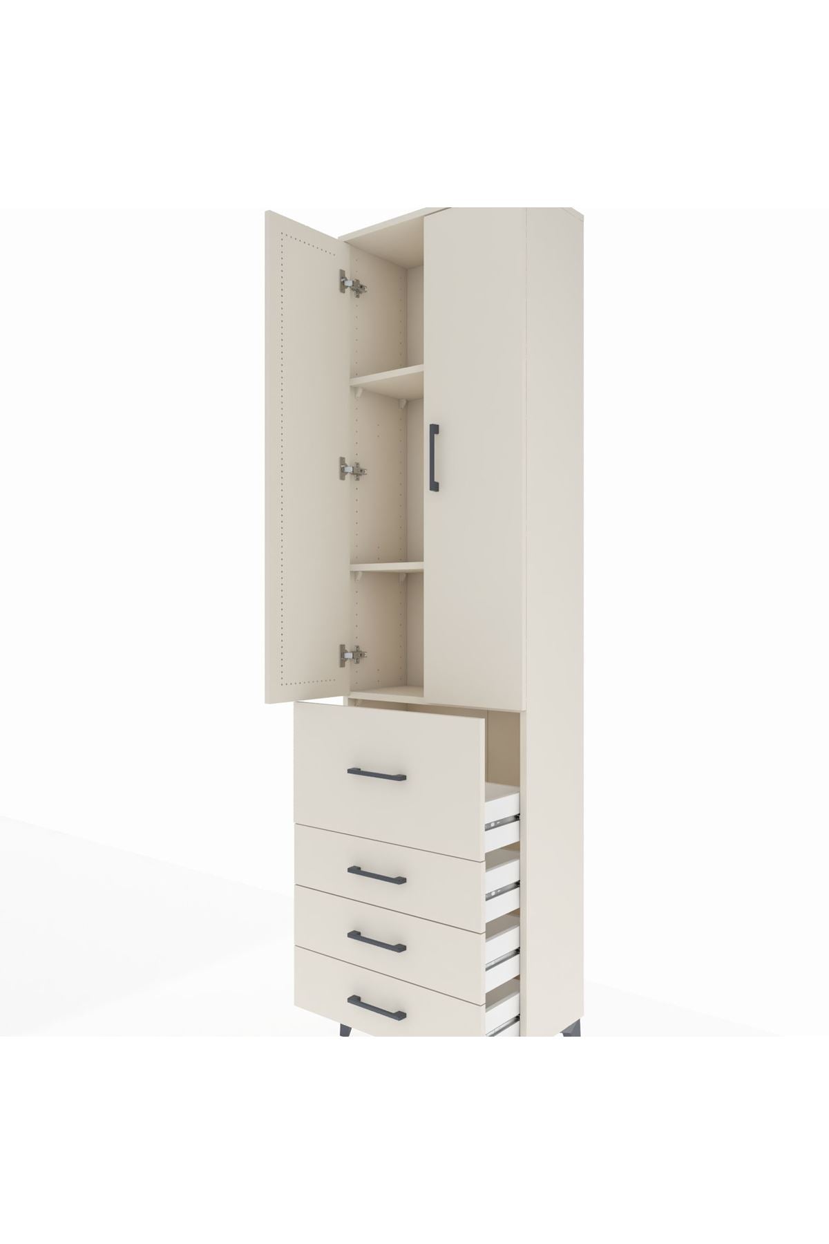 Arges Dolap 3 Raflı 4 Çekmeceli 2 Kapaklı 60x30x221 Aytaşı-Aytaşı