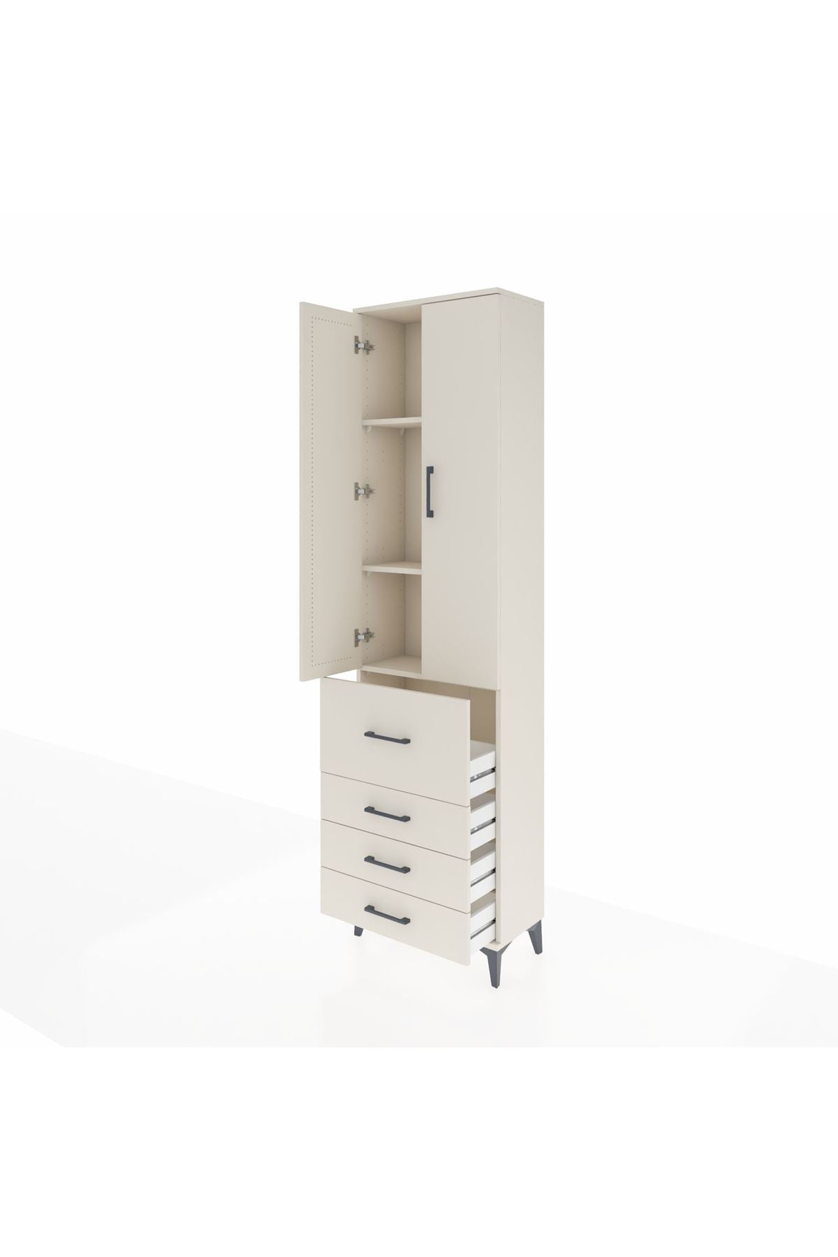 Arges Dolap 3 Raflı 4 Çekmeceli 2 Kapaklı 60x30x221 Aytaşı-Aytaşı