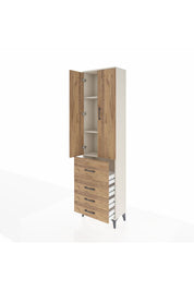 Arges Dolap 3 Raflı 4 Çekmeceli 2 Kapaklı 60x30x221 Aytaşı-Çam