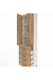 Arges Dolap 3 Raflı 4 Çekmeceli 2 Kapaklı 60x30x221 Aytaşı-Çam