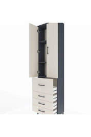 Arges Dolap 3 Raflı 4 Çekmeceli 2 Kapaklı 60x30x221 Antrasit-Aytaşı