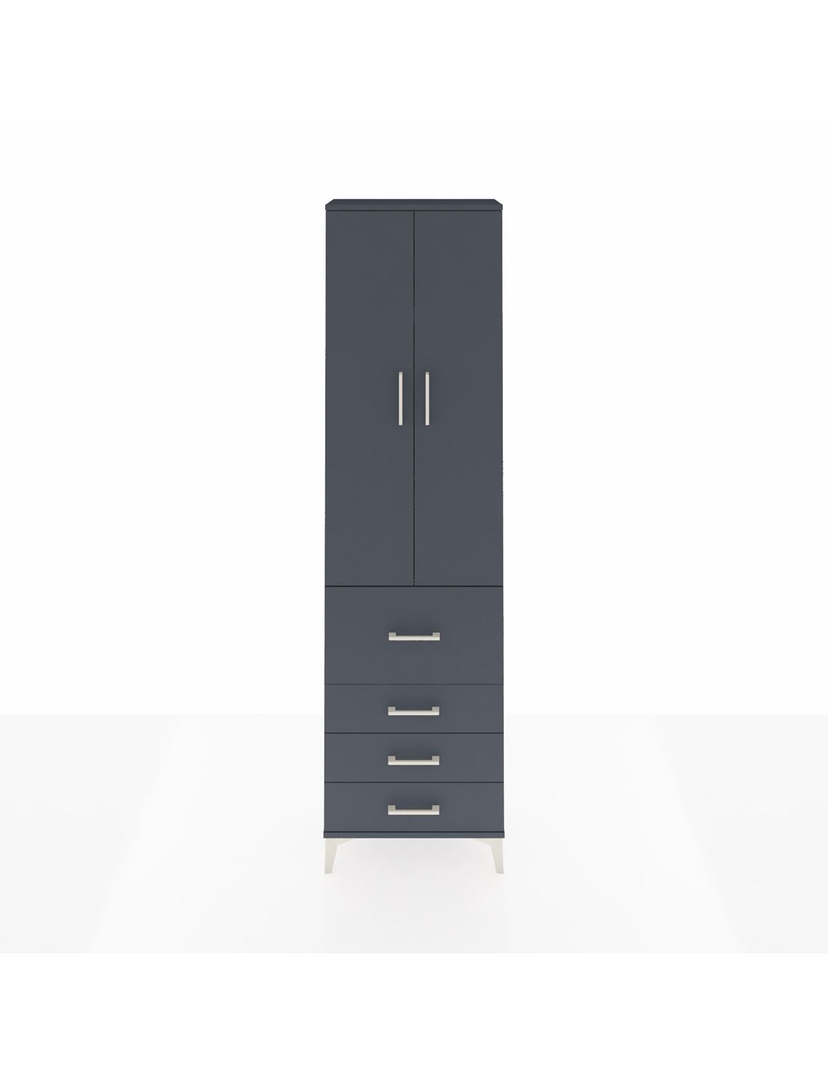 Arges Dolap 3 Raflı 4 Çekmeceli 2 Kapaklı 60x30x221 Antrasit-Antrasit