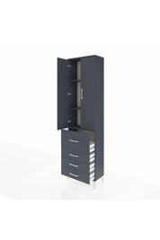 Arges Dolap 3 Raflı 4 Çekmeceli 2 Kapaklı 60x30x221 Antrasit-Antrasit