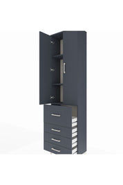 Arges Dolap 3 Raflı 4 Çekmeceli 2 Kapaklı 60x30x221 Antrasit-Antrasit