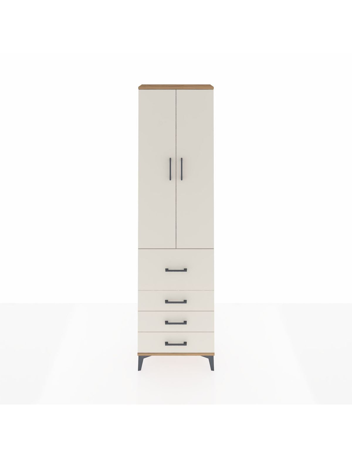 Arges Dolap 3 Raflı 4 Çekmeceli 2 Kapaklı 60x30x221 Çam-Aytaşı