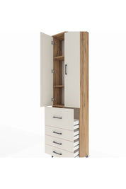 Arges Dolap 3 Raflı 4 Çekmeceli 2 Kapaklı 60x30x221 Çam-Aytaşı