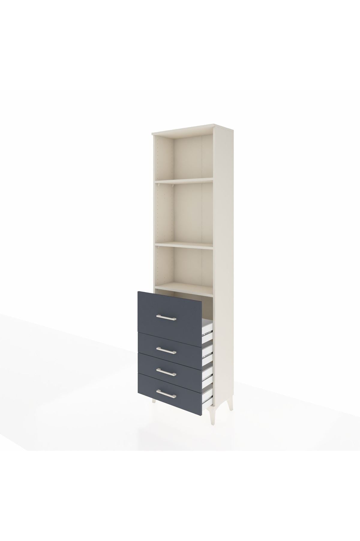 Arges Dolap 3 Raflı 4 Çekmeceli 60x30x221 Aytaşı-Antrasit