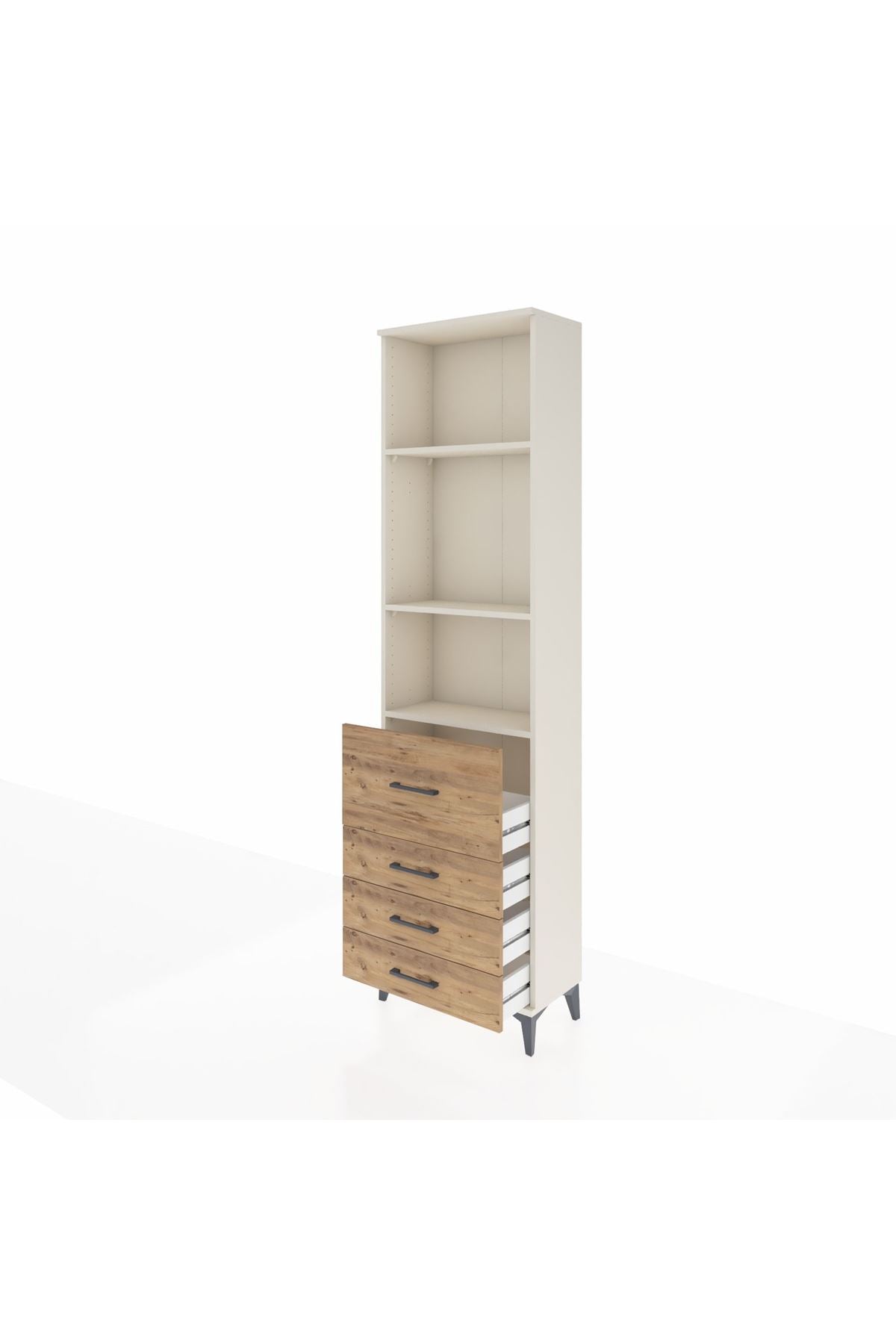 Arges Dolap 3 Raflı 4 Çekmeceli 60x30x221 Aytaşı-Çam